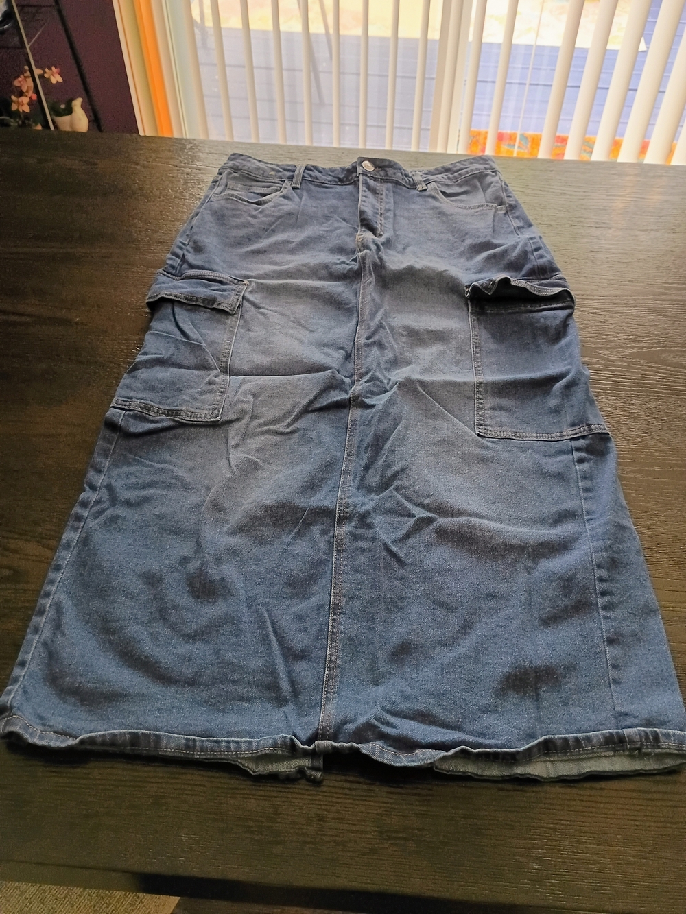 Madden Girl Blue Denim Maxi Cargo Skirt